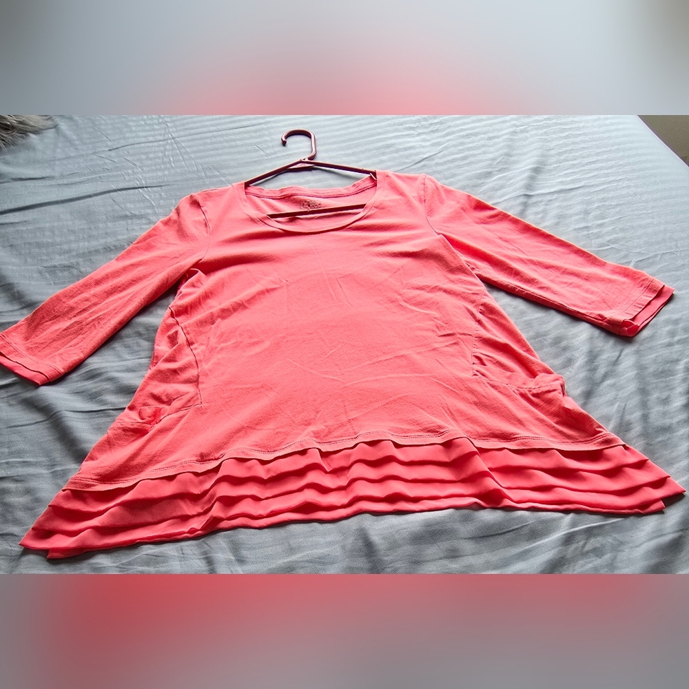 LOGO by Lori Goldstein Vibrant Coral Tunic